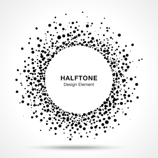 Colorful Bright Abstract Halftone Logo Design Element on Black Background