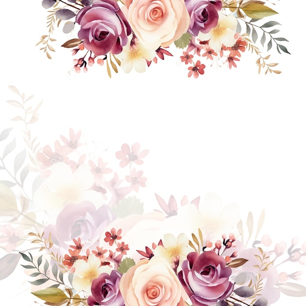 Colorful colourful wreath background invitation template with flora and flower