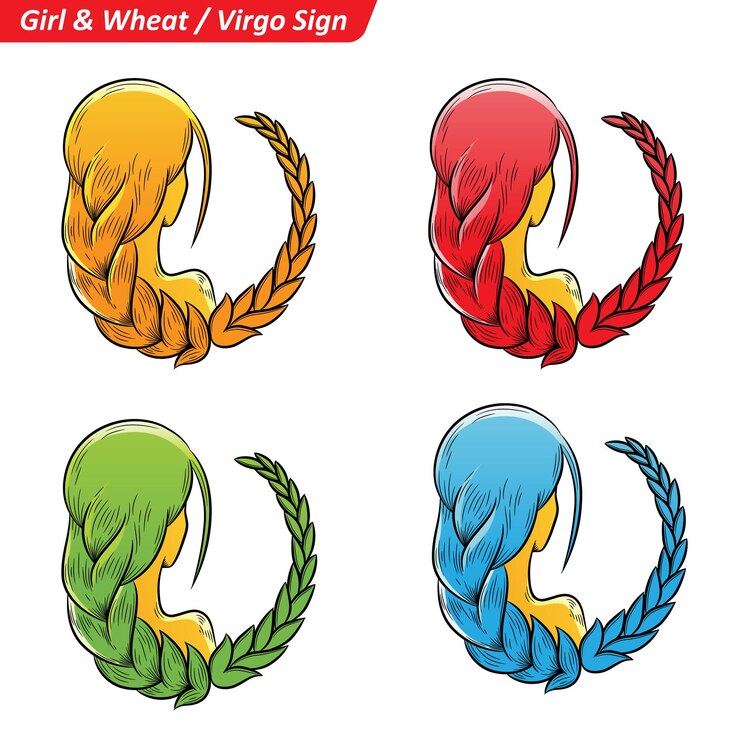 Vektor colorful digital sketches of virgo zodiac star sign