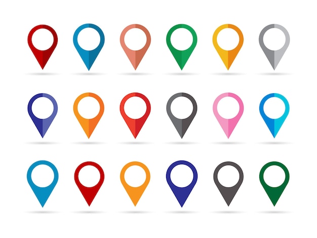 Colorful Flat Map Markers Set for Design and Navigation