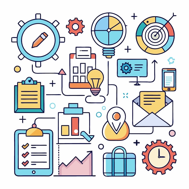Colorful illustration of a business workflow process
