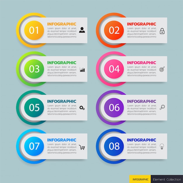 Colorful Infographic banner 10 options template.