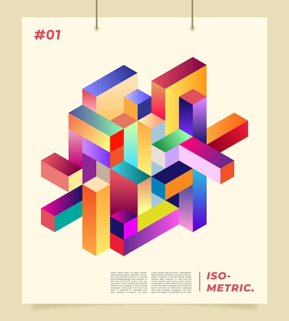 colorful isometric cube background template copy space abstract 3d geometric design