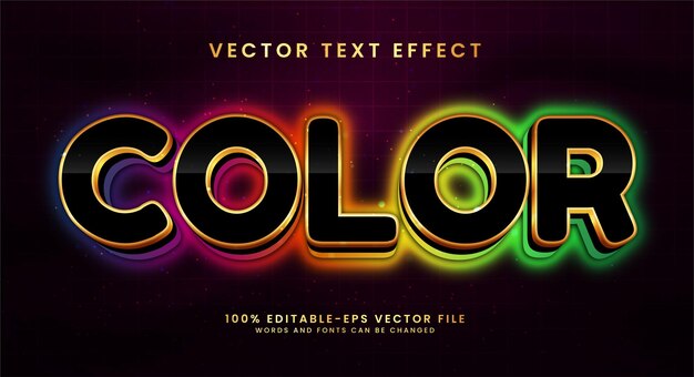 colorful light vector 3d text effect editable text style suitable for glowing theme