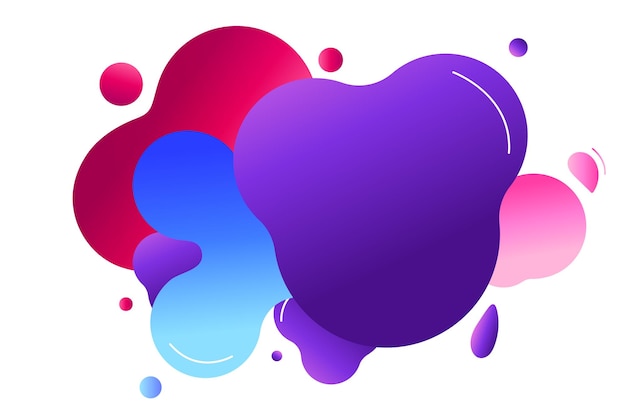 Colorful liquid splashes and blobs in vector form creating a modern and abstract design on a transp