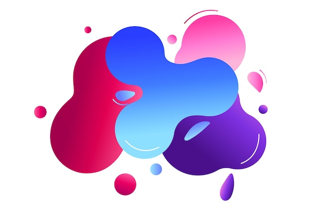 Colorful liquid splashes and blobs in vector form creating a modern and abstract design on a transp