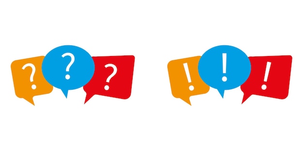 Colorful message box with question and exclamation marks. Glossy dialog box. Vector illustration
