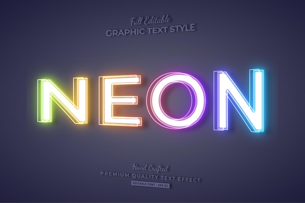 colorful neon 3d editable text effect font style