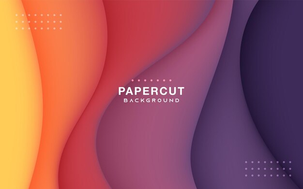 Colorful papercut background design orange and purple smooth color dimension layers