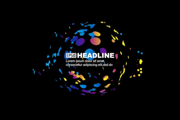Colorful particles with expansive sphere abstract graphics texture vector background
