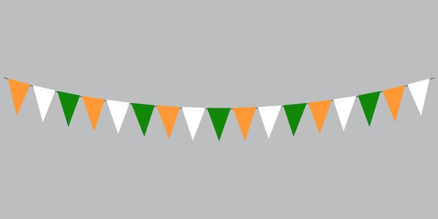Colorful party flags isolated indian tricolor paper bunting flagsbirthday anniversary celebrate event festival greeting card background