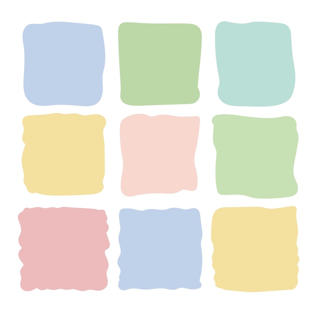 Colorful rectangle doodle shape collection Hand drawn quote frame set