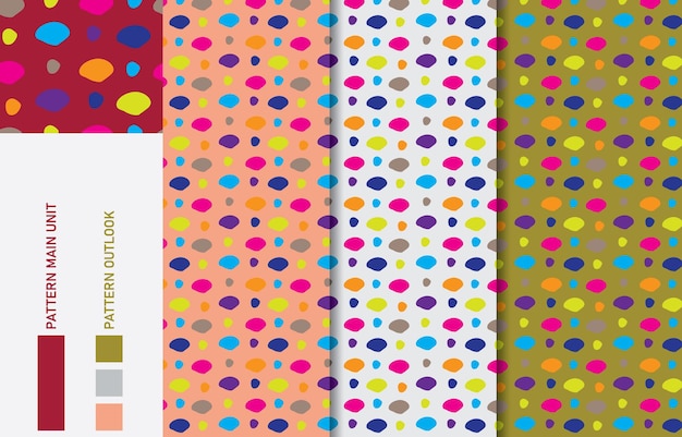 colorful seamless textile cloth pattern collection vector illustration