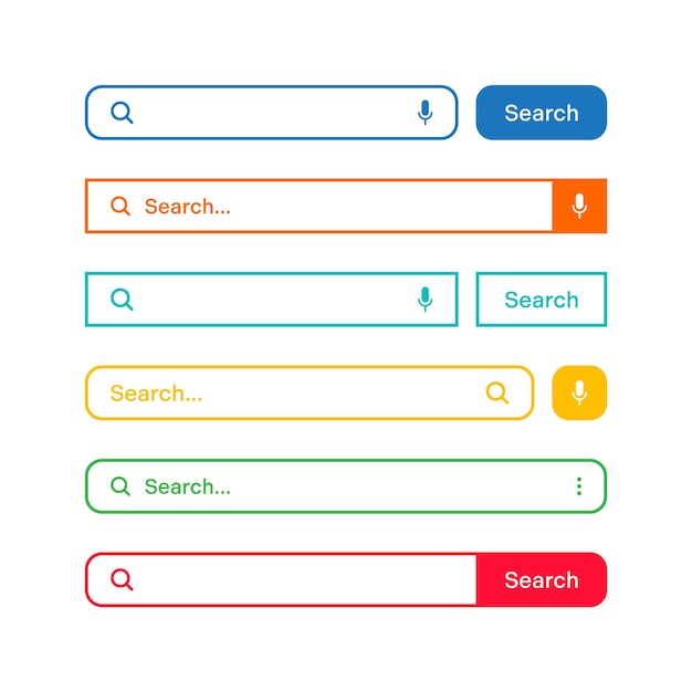 colorful search bar templates internet browser engine with search box address bar and text field ui