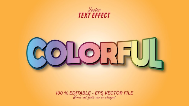 colorful text effect editable with orange background eps file