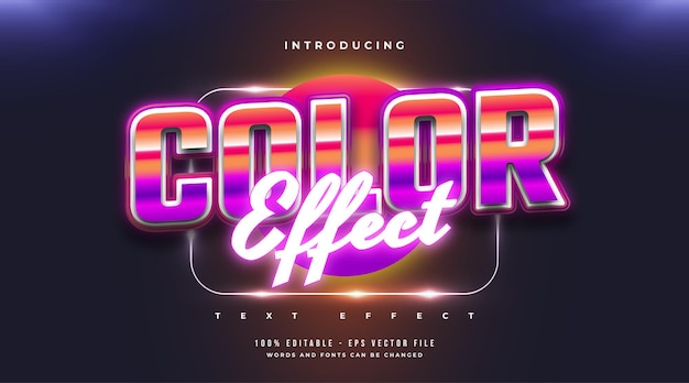 colorful text style with glowing neon and 3d embossed effect. editable text style effect