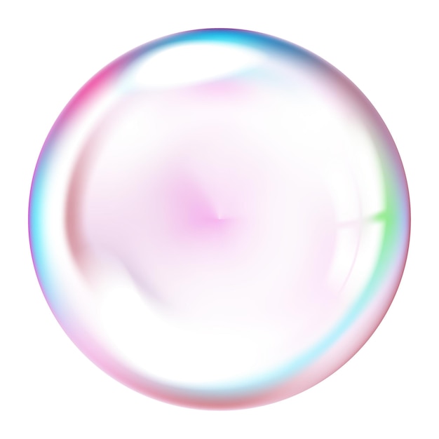 Colorful transparent soap bubbles isolated
