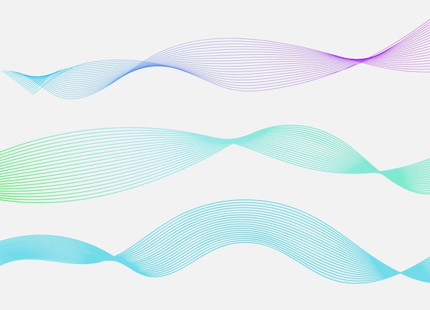 Colorful wave lines isolated white background Curved wavy line Vector illustration