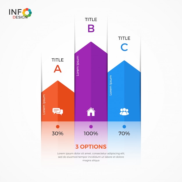 Column chart infographic template with three options