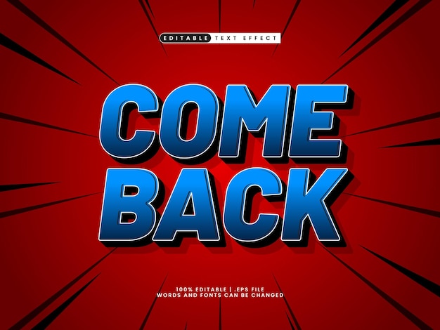 come back editable text effect