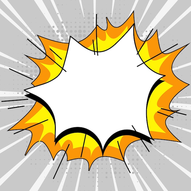 Comic Blank Speech Bubble With Copy Space Over Color Background Design Empty Template In Explosion Framework Representing Fancy Add and Attractive Message