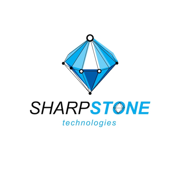 Communication technologies modern symbol. Abstract geometric 3D wireframe object, vector illustration.