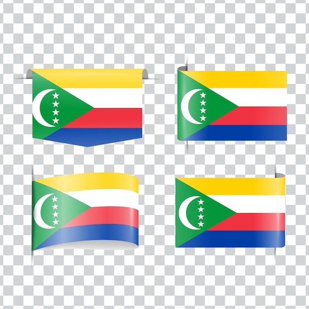 Comoros tag national flag with shadow