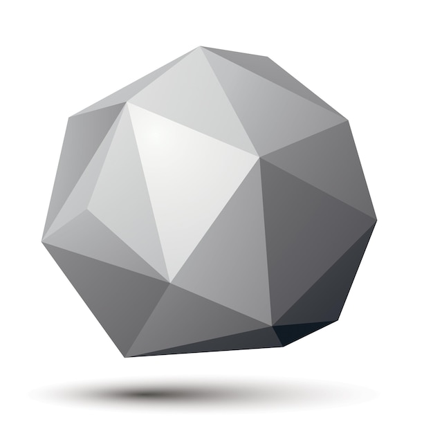 complicated abstract grayscale 3d shape, vector digital spherical object. technology theme.