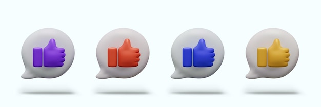 Composition with round icons with hand showing like symbols in different colors