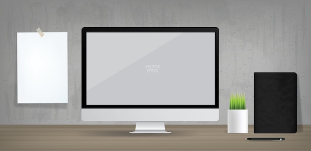 computer background with office object set.