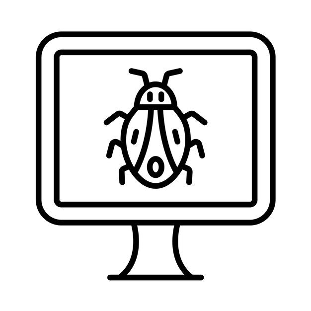 Computer Bug Line Illustration