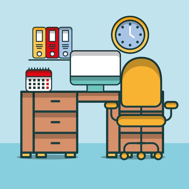 computer calendar clock shelf binders clock desk furniture office