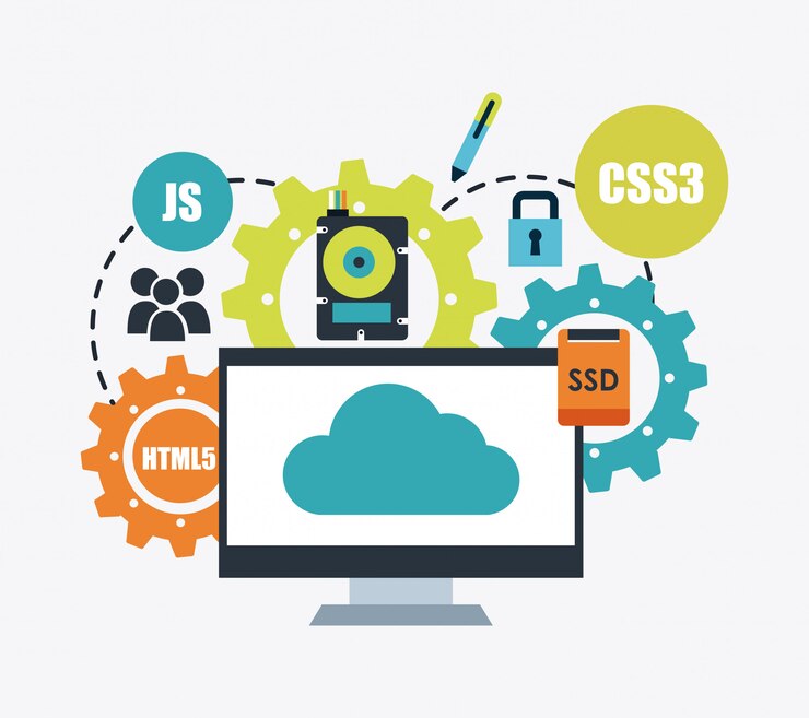 Vektor computer design over white background vector illustration