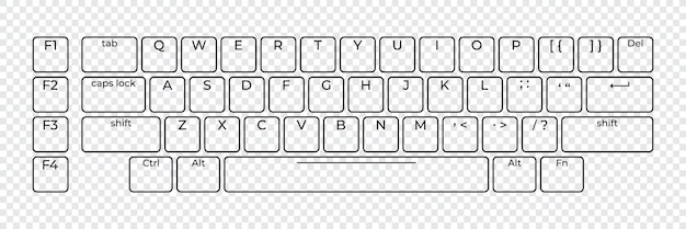Computer keyboard button layout template with letters for graphic use Modern computer keyboard Vector illustration