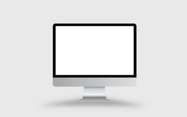 computer monitor display with blank white led screen isolated on white background vector illustration
