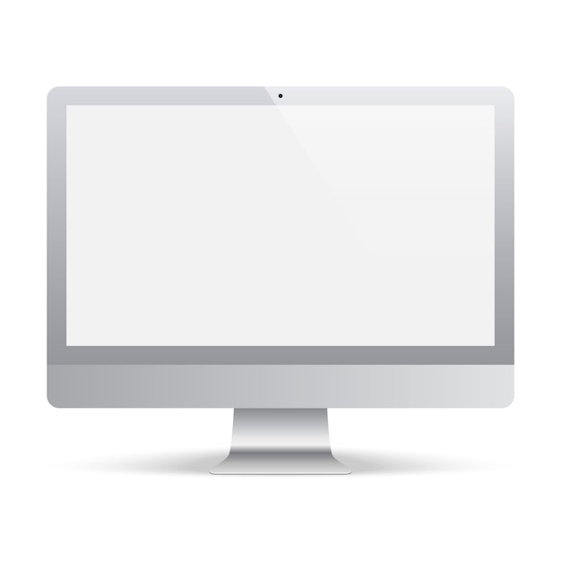 Computer monitor grey color with blank screen. realistic and detailed display monitor