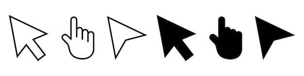 Computer mouse click cursor icon set Pointer cursor icons Arrow and hand pointer Cursor icon Computer click icon