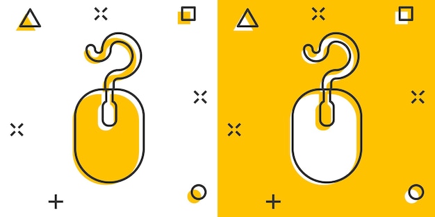 Computer mouse icon in comic style Cursor cartoon vector illustration on white isolated background Pointer splash effect business concept