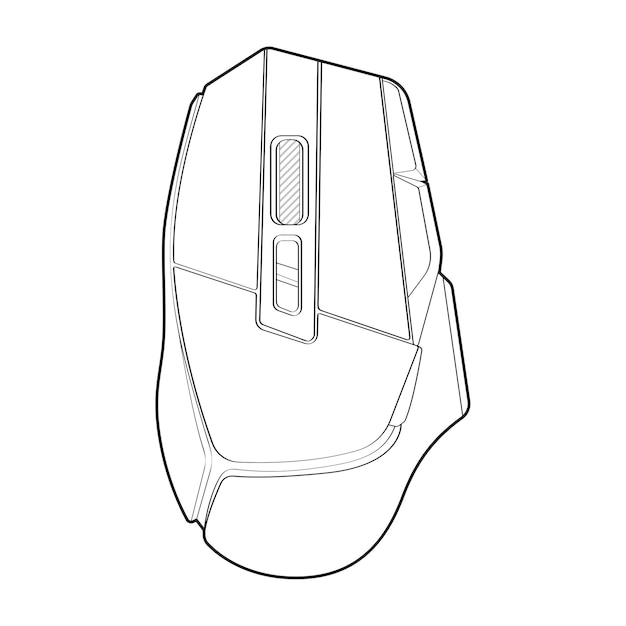 Computer mouse outline drawing vector Computer Mouse in a sketch style Computer Mouse training template outline vector Illustration
