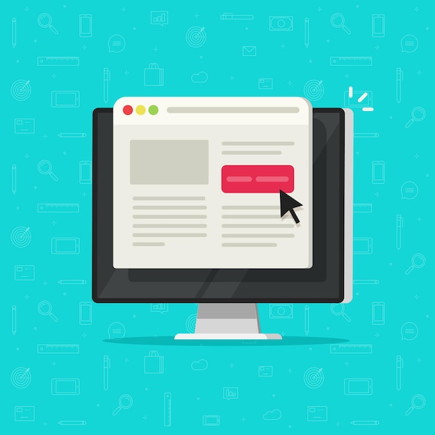 computer online web site page screen with lead button click concept or website landing content on pc