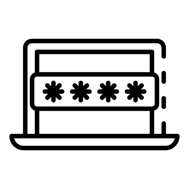 Computer password icon Outline computer password vector icon for web design isolated on white background