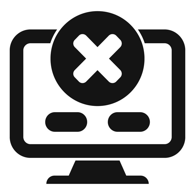 computer showing error message with cross mark icon