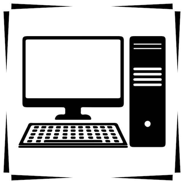 Computer silhouette illustration Computer silhouette icon