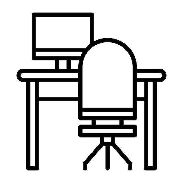 Computer Table Vector Illustration Style