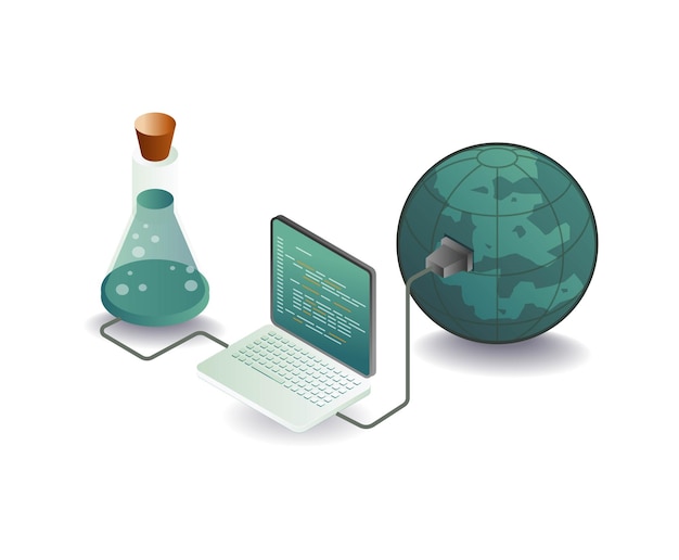 computer world programmer experiment concept illustration
