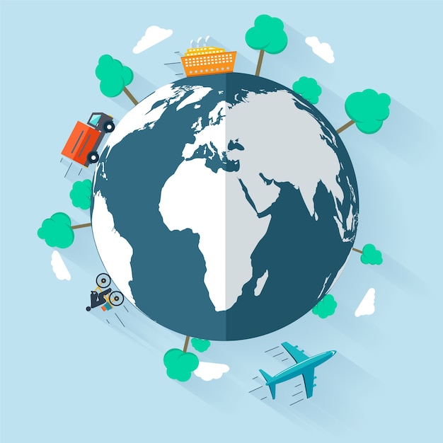 Concept delivering goods worldwide,  .