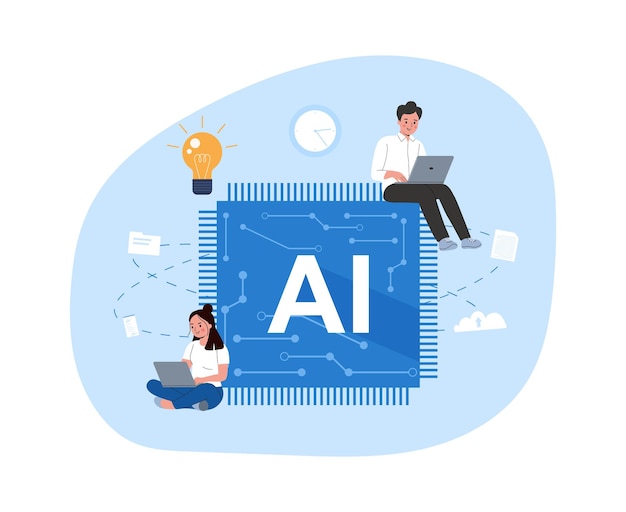 Concept illustration of using artificial intelligence to improve productivity