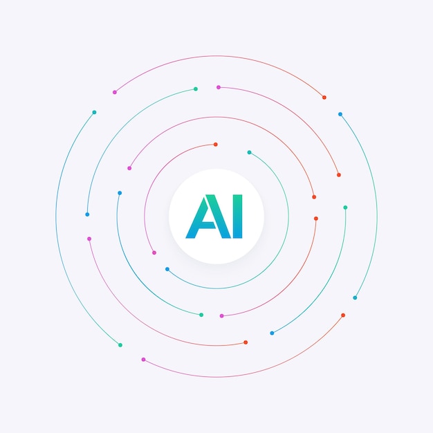Concept of AI Artificial intelligence on a gradient circuit board Deep learning and machine learning technology in a minimalist background LLM Large Language Model Vector illustration