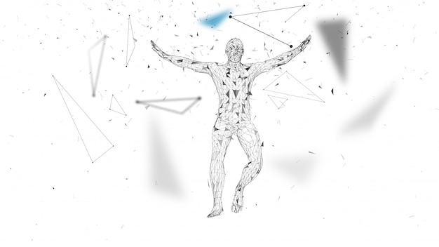 conceptual abstract man in a jump