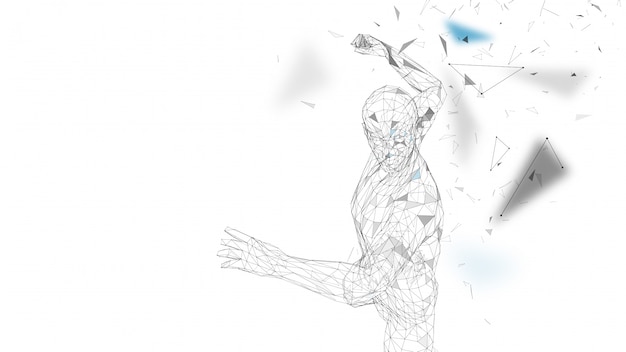 conceptual abstract man is doing powerful punch.